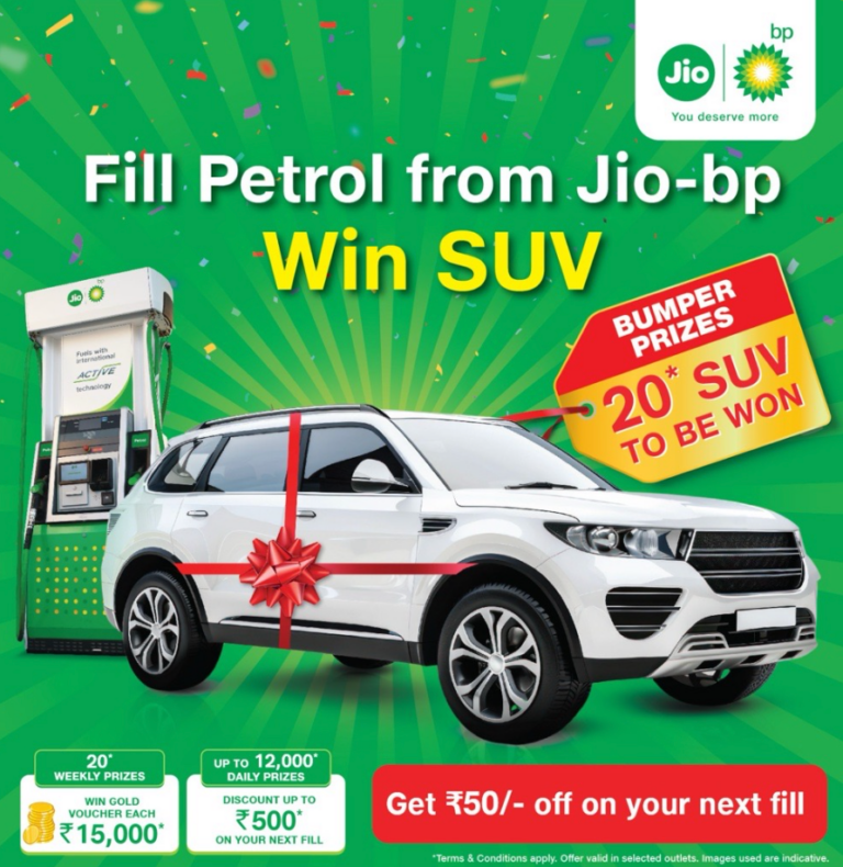 Jio BP Petrol Festive Offer: Win an SUV, Gold Vouchers, and Rs.50 Free Petrol