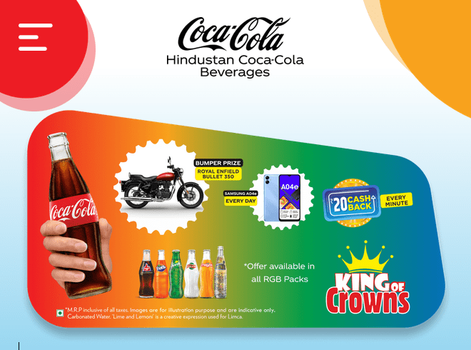 Coca-Cola Kings of Crowns Offer: Free ₹20 Paytm Every Minute & More